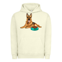 Pigment Pistachio german shepherd with food bowl Urban Hoodie - texasbilliewilder