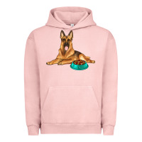 Pigment Salmon german shepherd with food bowl Urban Hoodie - texasbilliewilder