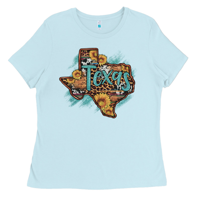 Leopard Cowhide Sunflower Texas Map Ladies Tee by Artiststas | Teevron