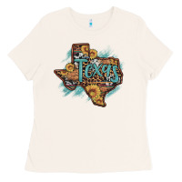 Bone leopard cowhide sunflower texas map Ladies Tee - Artiststas