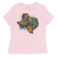 Bubblegum Pink leopard cowhide sunflower texas map Ladies Tee - Artiststas