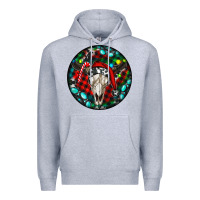 Heather Grey Christmas skull Premium Hoodie - RanaPortraitStore
