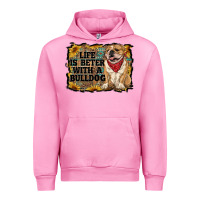 Fuchsia Pink life is better with a bulldog Urban Hoodie - RanaPortraitStore