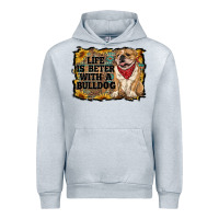 Heather Grey life is better with a bulldog Urban Hoodie - RanaPortraitStore