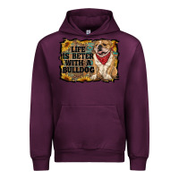 Mauve Wine life is better with a bulldog Urban Hoodie - RanaPortraitStore