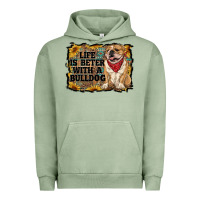 Pigment Oil Green life is better with a bulldog Urban Hoodie - RanaPortraitStore