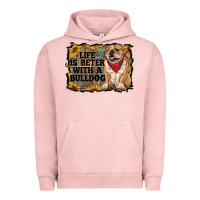 Pigment Salmon life is better with a bulldog Urban Hoodie - RanaPortraitStore