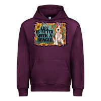 Mauve Wine life is better with a beagle Urban Hoodie - RanaPortraitStore