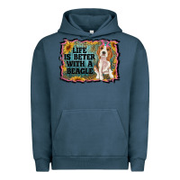 Pigment Midnight Navy life is better with a beagle Urban Hoodie - RanaPortraitStore