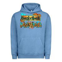Pigment Pebble Blue basketball mama with leopard Urban Hoodie - Zillion Design Studio