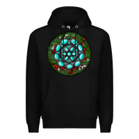 Black Christmas Round Turquoise Gemstone Premium Hoodie - RanaPortraitStore