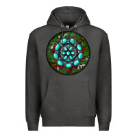 Charcoal Heather Christmas Round Turquoise Gemstone Premium Hoodie - RanaPortraitStore