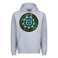 Heather Grey Christmas Round Turquoise Gemstone Premium Hoodie - RanaPortraitStore