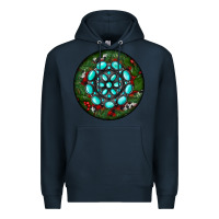 Navy Christmas Round Turquoise Gemstone Premium Hoodie - RanaPortraitStore