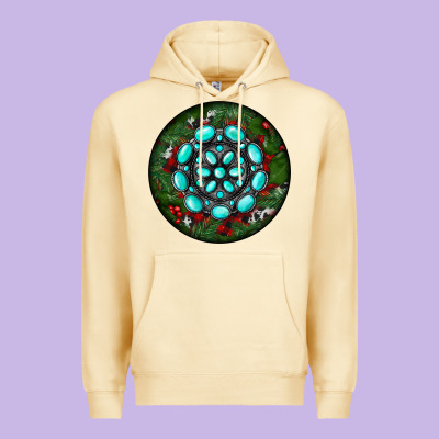 Christmas Round Turquoise Gemstone Premium Hoodie Designed By Ranaportraitstore