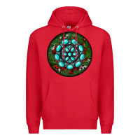 Red Christmas Round Turquoise Gemstone Premium Hoodie - RanaPortraitStore