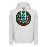 Dove Grey Christmas Round Turquoise Gemstone Premium Hoodie - RanaPortraitStore