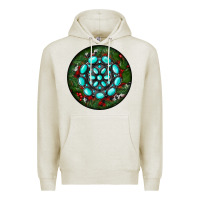 Oatmeal Heather Christmas Round Turquoise Gemstone Premium Hoodie - RanaPortraitStore