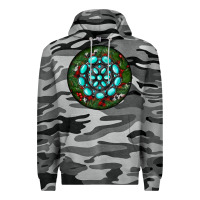 Slate Camo Christmas Round Turquoise Gemstone Premium Hoodie - RanaPortraitStore