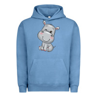 Pigment Pebble Blue hippo Urban Hoodie - texasbilliewilder