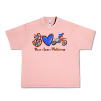Salmon Peace Love Motocross Urban Heavy Tee - RanaPortraitStore