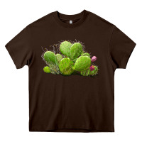 Chocolate Brown Desert Prickly Pear Cactus Heavy Core Tee - LillyAllenDesigns