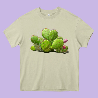 Desert Prickly Pear Cactus Heavy Core Tee Designed By Lillyallendesigns