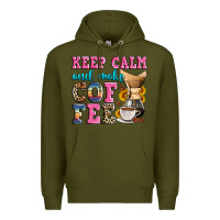 Army Green keep calm and make coffee Premium Hoodie - Zillion Design Studio
