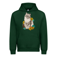 Forest Green siberian cat sunflower and gemstone Urban Hoodie - texasbilliewilder