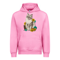 Fuchsia Pink siberian cat sunflower and gemstone Urban Hoodie - texasbilliewilder
