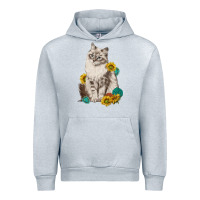 Heather Grey siberian cat sunflower and gemstone Urban Hoodie - texasbilliewilder