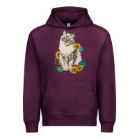 Mauve Wine siberian cat sunflower and gemstone Urban Hoodie - texasbilliewilder