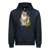 Navy siberian cat sunflower and gemstone Urban Hoodie - texasbilliewilder