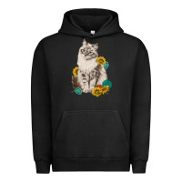 Pigment Black siberian cat sunflower and gemstone Urban Hoodie - texasbilliewilder