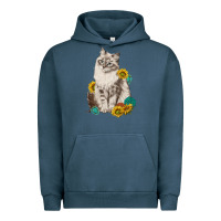 Pigment Midnight Navy siberian cat sunflower and gemstone Urban Hoodie - texasbilliewilder