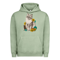 Pigment Oil Green siberian cat sunflower and gemstone Urban Hoodie - texasbilliewilder