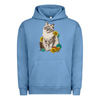 Pigment Pebble Blue siberian cat sunflower and gemstone Urban Hoodie - texasbilliewilder