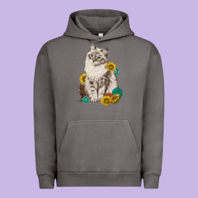 Siberian Cat Sunflower And Gemstone Urban Hoodie Designed By Texasbilliewilder