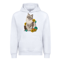 White siberian cat sunflower and gemstone Urban Hoodie - texasbilliewilder