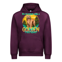 Mauve Wine life is better with a golden retriever Urban Hoodie - texasbilliewilder