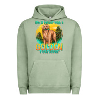 Pigment Oil Green life is better with a golden retriever Urban Hoodie - texasbilliewilder