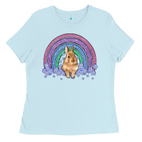 Baby Blue bunny rainbow Ladies Tee - Artiststas