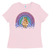 Bubblegum Pink bunny rainbow Ladies Tee - Artiststas