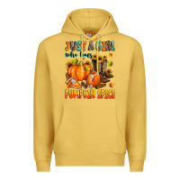 Antique Gold just a girl who loves pumpkin spice Premium Hoodie - Zillion Design Studio