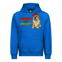 Cobalt merry and bright english bulldog Urban Hoodie - RanaPortraitStore