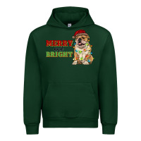 Forest Green merry and bright english bulldog Urban Hoodie - RanaPortraitStore