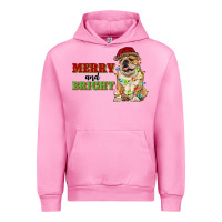 Fuchsia Pink merry and bright english bulldog Urban Hoodie - RanaPortraitStore