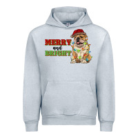 Heather Grey merry and bright english bulldog Urban Hoodie - RanaPortraitStore