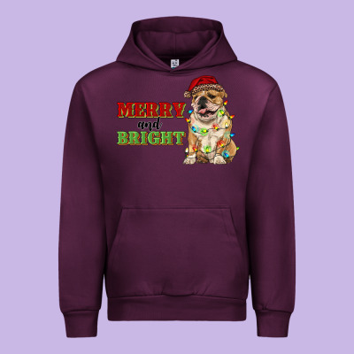 Merry And Bright English Bulldog Urban Hoodie Designed By Ranaportraitstore