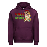 Mauve Wine merry and bright english bulldog Urban Hoodie - RanaPortraitStore